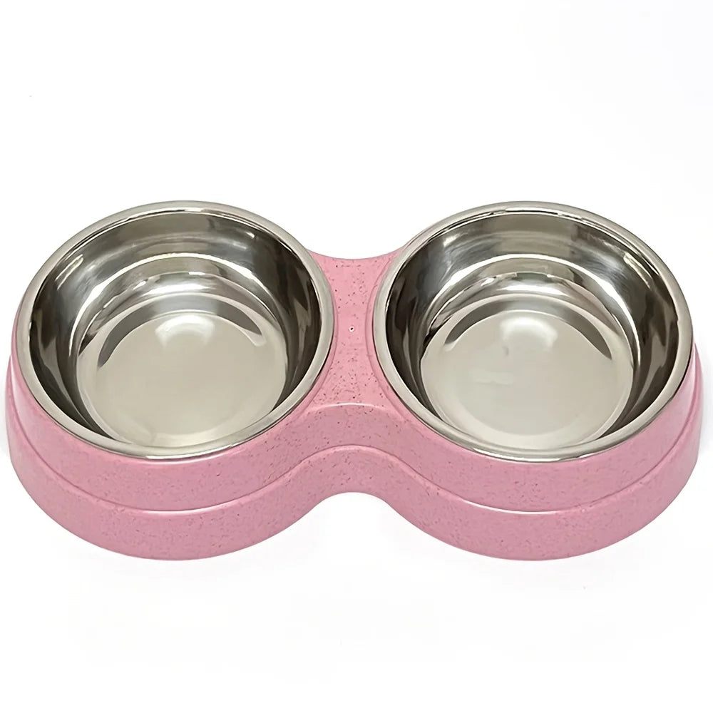 Double Stainless Steel Pet Bowls with Non-Skid Base