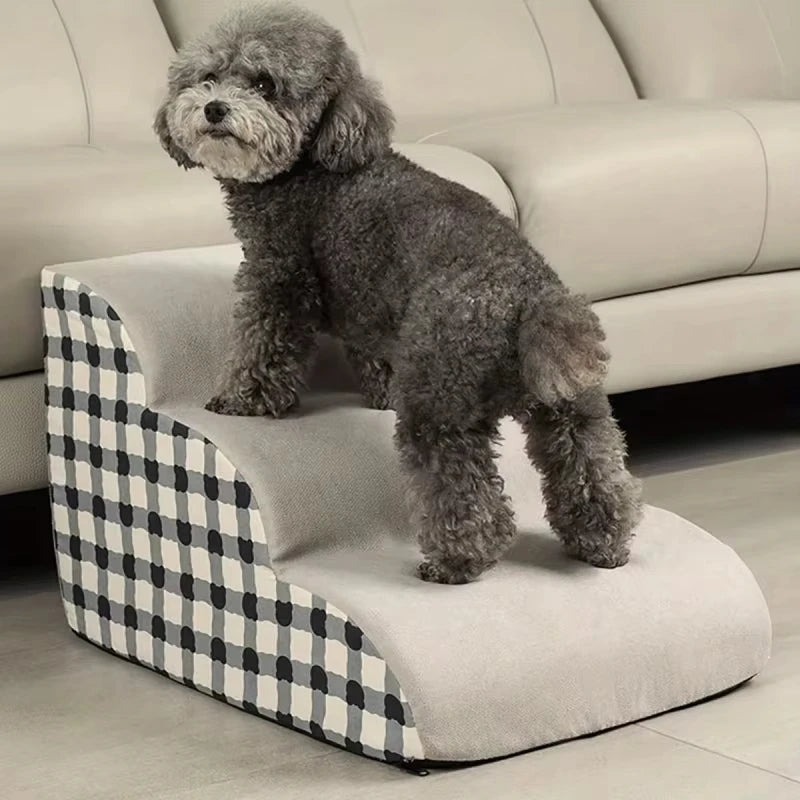 High Density Foam Pet Bedside Stair Steps, 2/3 Step Pet Ladder For Bed, Detachable And Washable