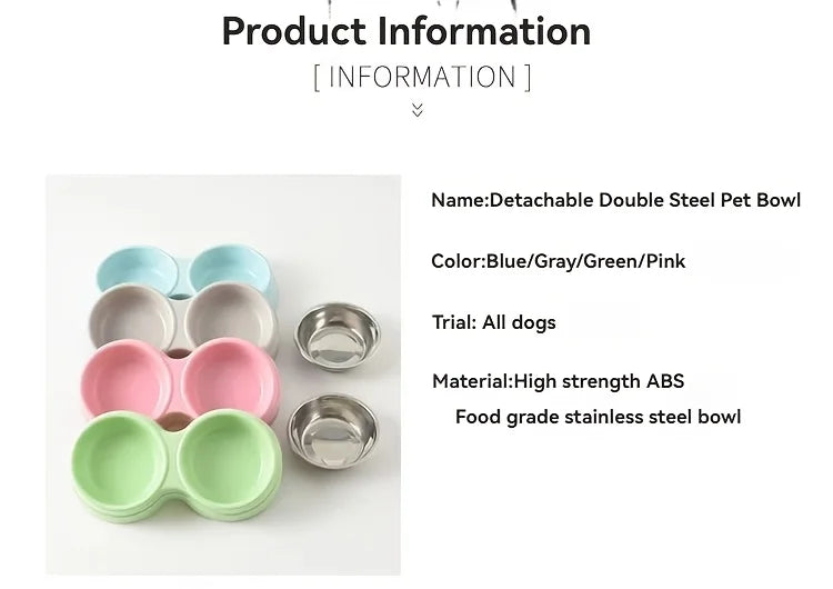 Double Stainless Steel Pet Bowls with Non-Skid Base