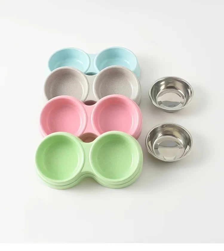 Double Stainless Steel Pet Bowls with Non-Skid Base