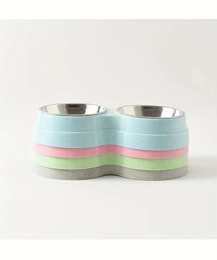 Double Stainless Steel Pet Bowls with Non-Skid Base