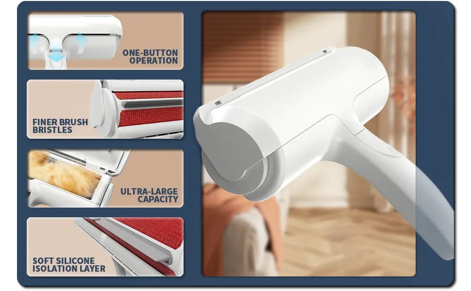 Reusable Pet Hair Remover Roller with Cleaning Base