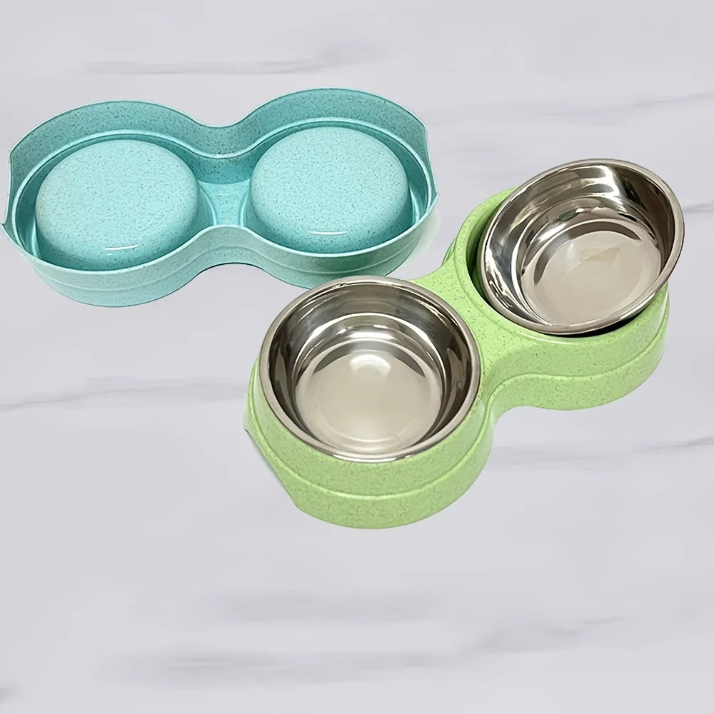 Double Stainless Steel Pet Bowls with Non-Skid Base