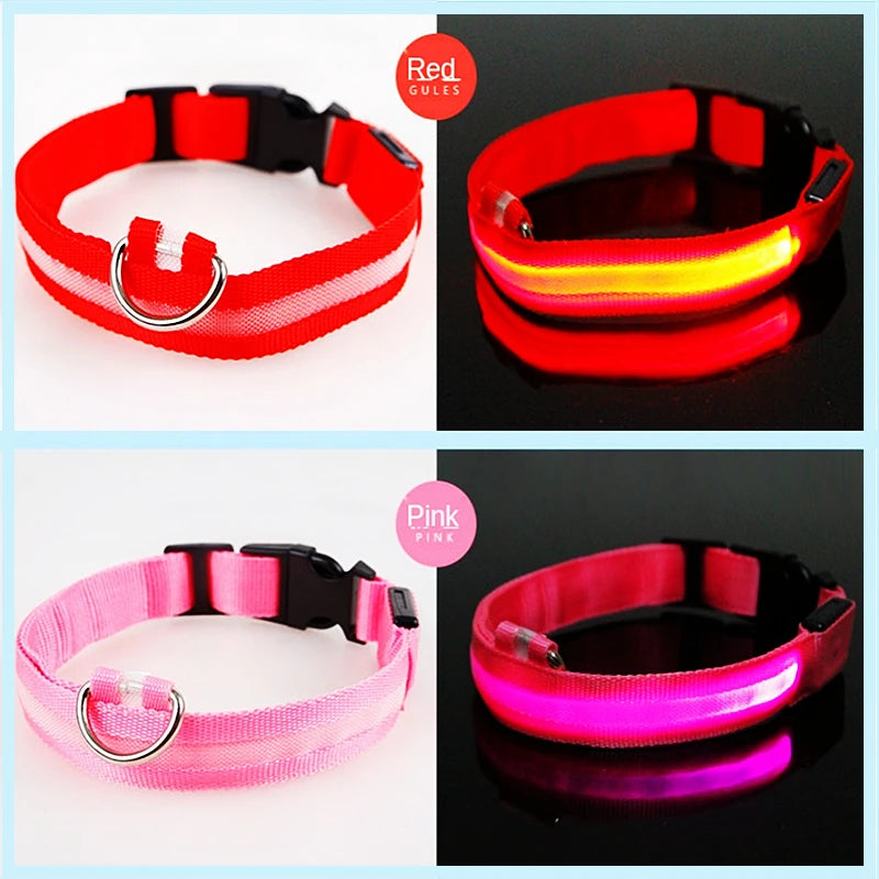 USB Rechargeable LED Dog Collar with 3 Light Modes