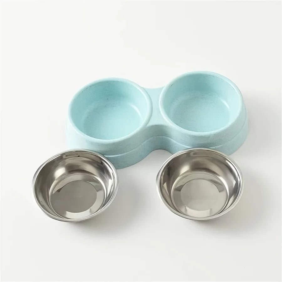 Double Stainless Steel Pet Bowls with Non-Skid Base
