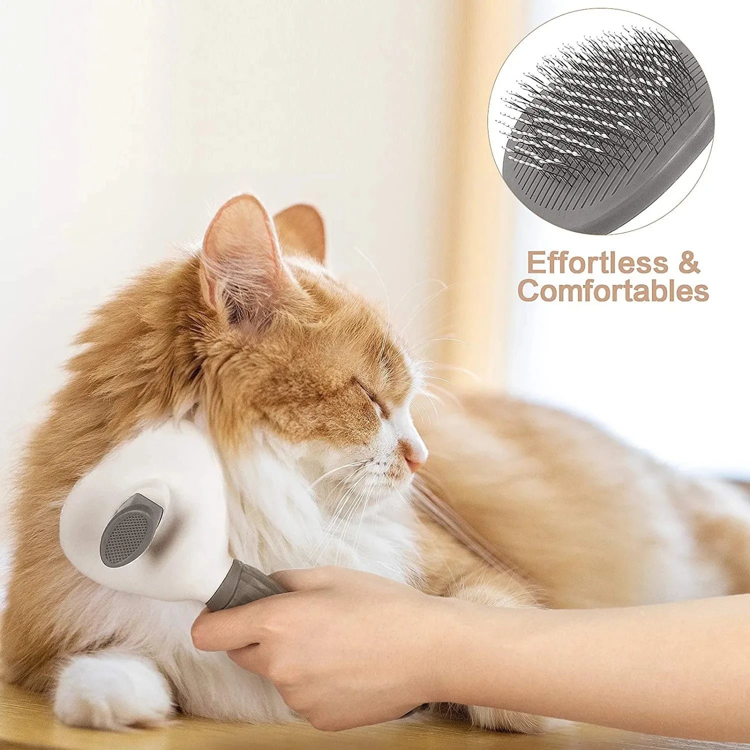Self-Cleaning Pet Brush with Comfort-Grip Handle