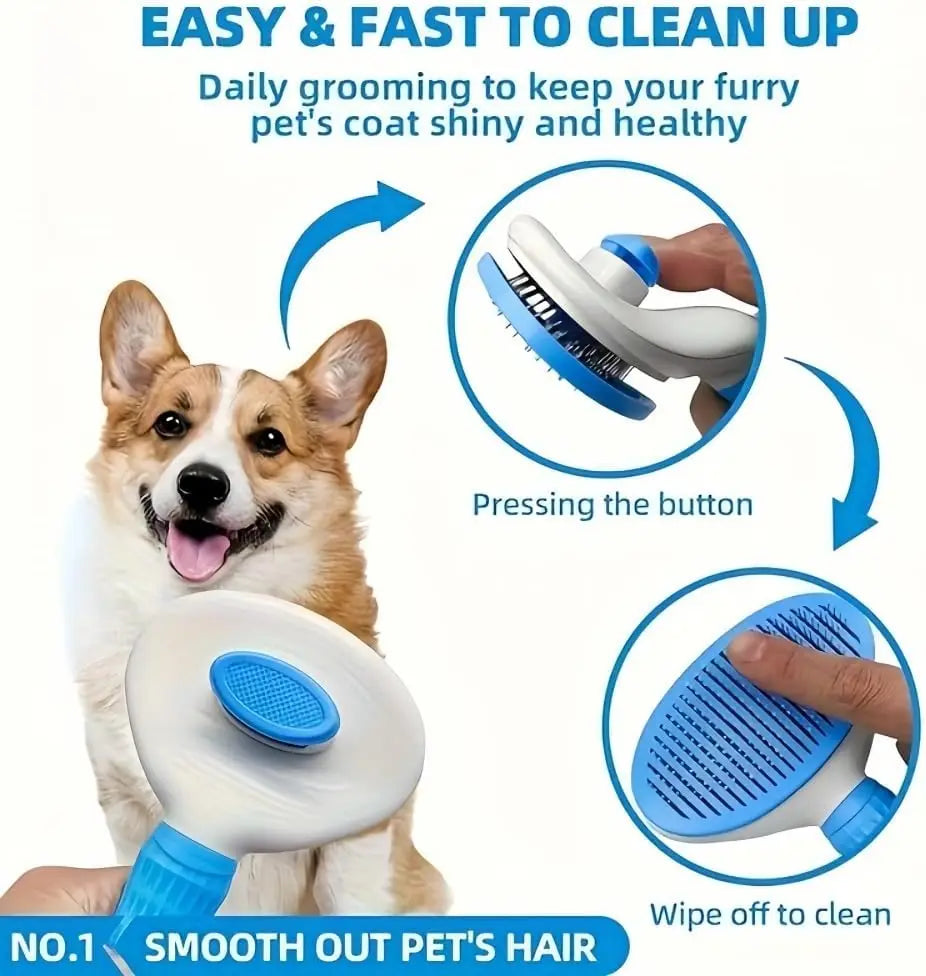 One-Click Self-Cleaning Slicker Brush for Pets