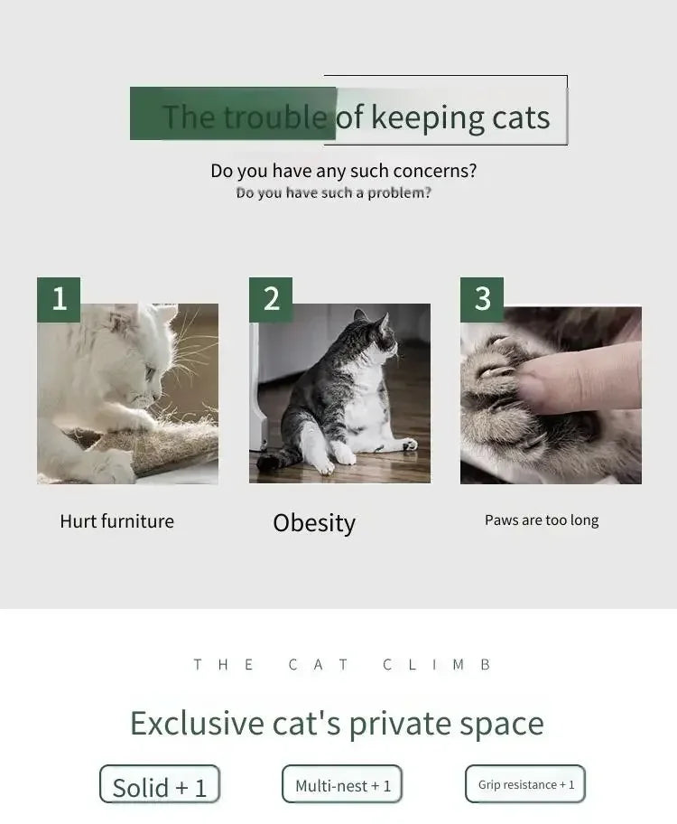 Multi-Level Durable Cat Tower - Large Wooden Cat Tree with Space Pod & Scratching Posts Practical Indoor Cat Furniture & Toy