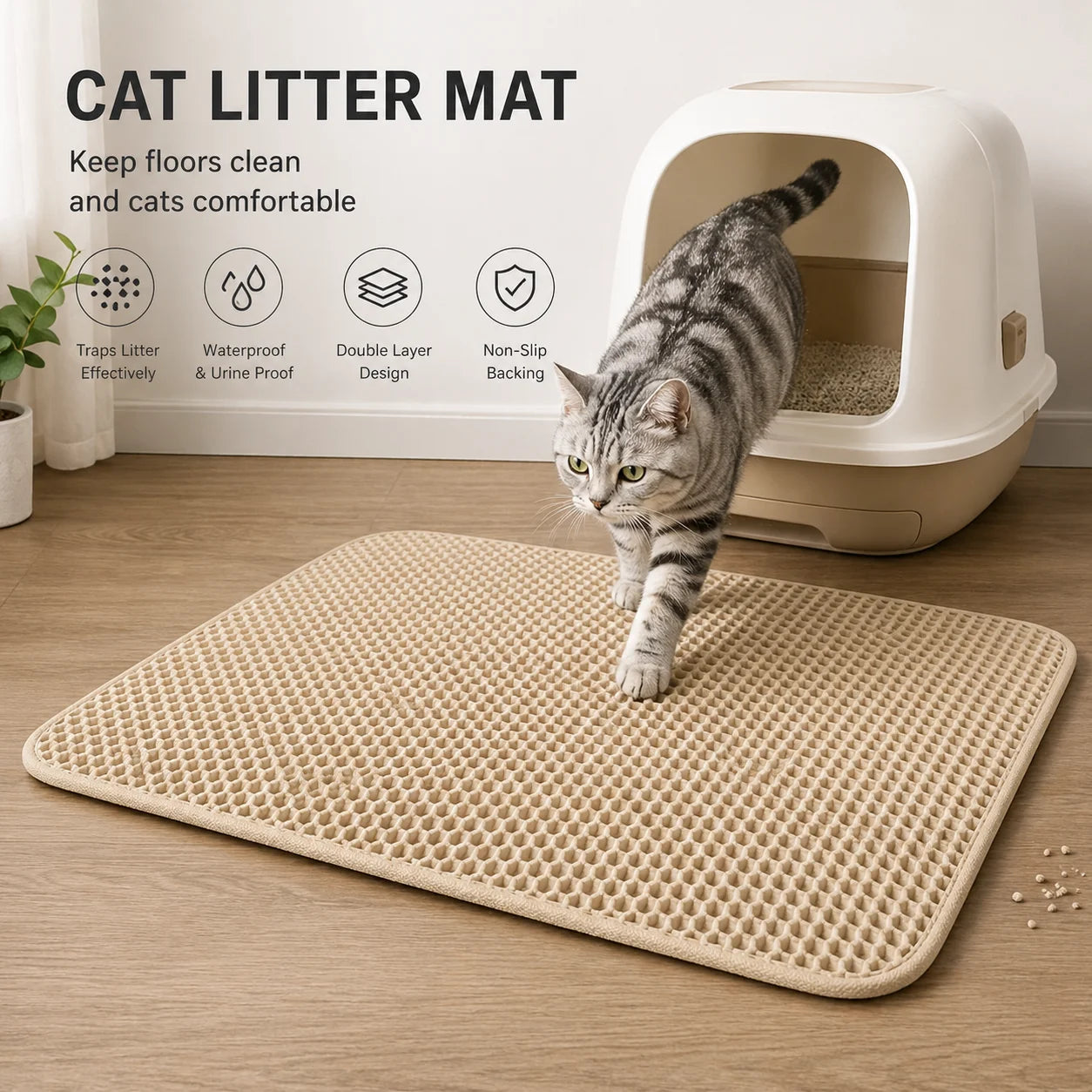 Double-Layer Honeycomb Cat Litter Mat
