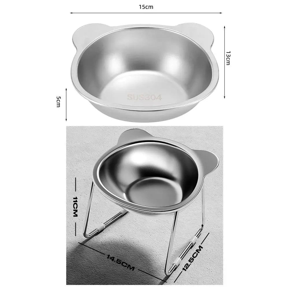 Raised Stainless Steel Cat Bowl with Tilted Stand