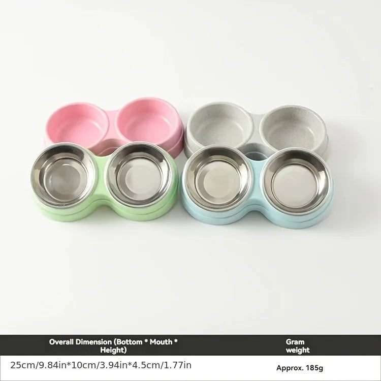 Double Stainless Steel Pet Bowls with Non-Skid Base