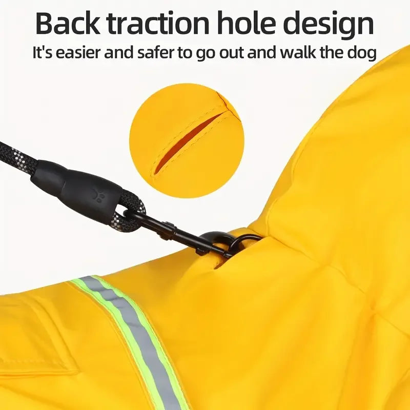 Hooded Dog Raincoat with Reflective Detail