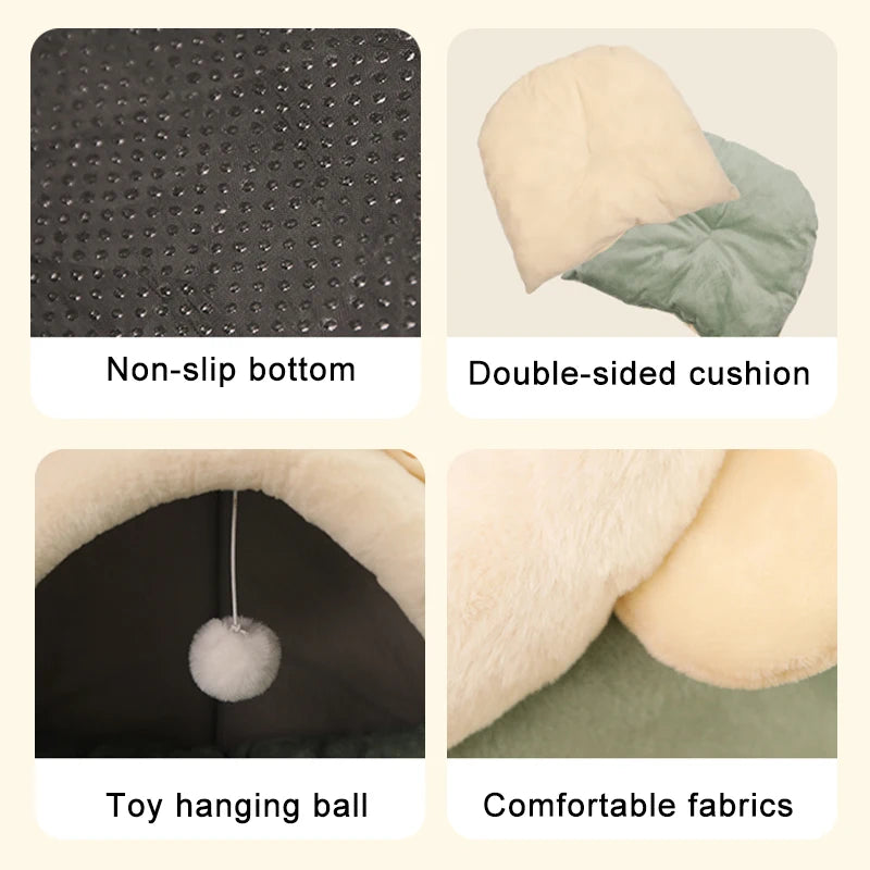 Cat Cave Bed with Removable Cushion