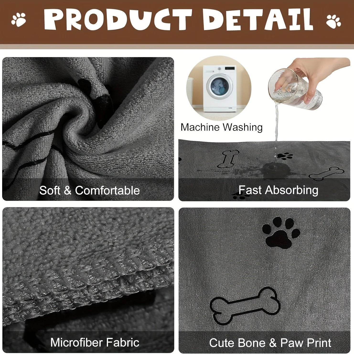 Microfiber Dog Towel for Bath Time & Muddy Paws