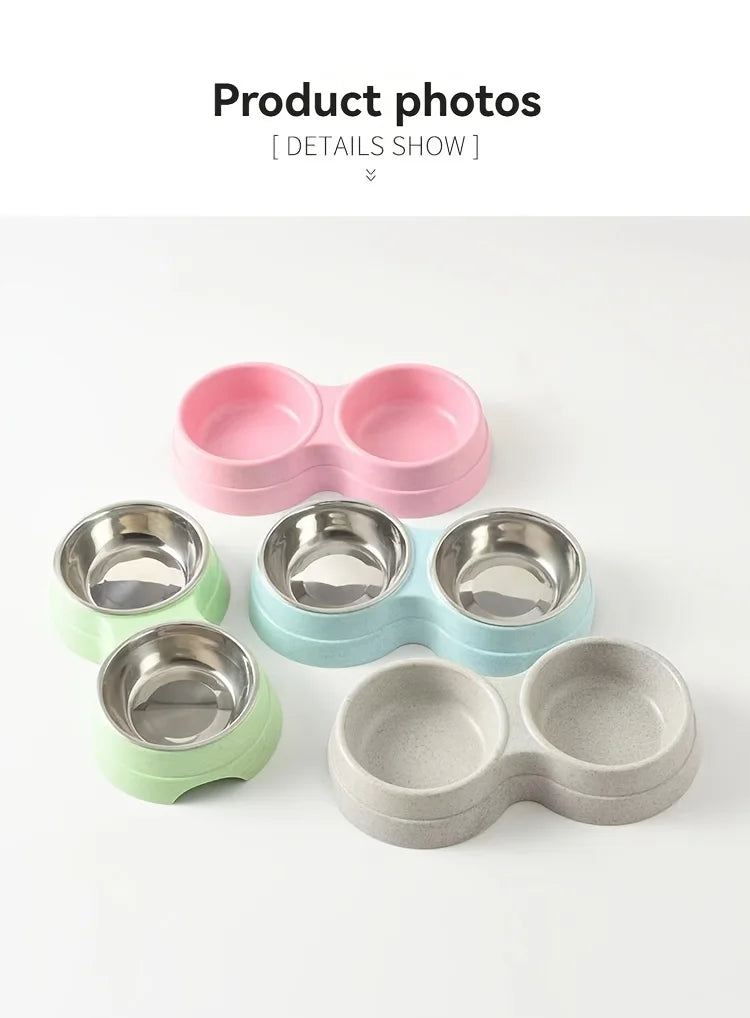 Double Stainless Steel Pet Bowls with Non-Skid Base