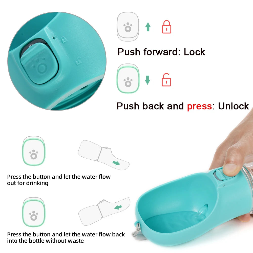 Portable Dog Water Bottle with Drinking Tray