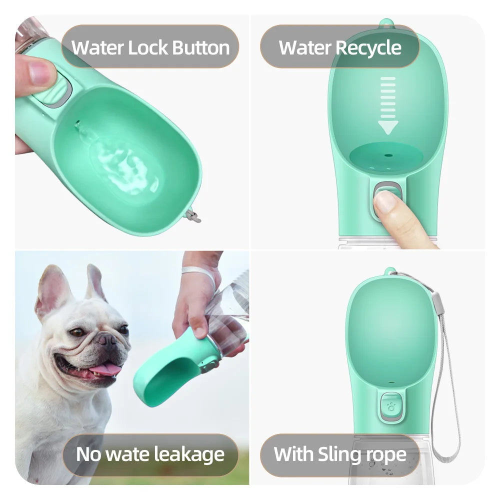 Portable Dog Water Bottle with Drinking Tray