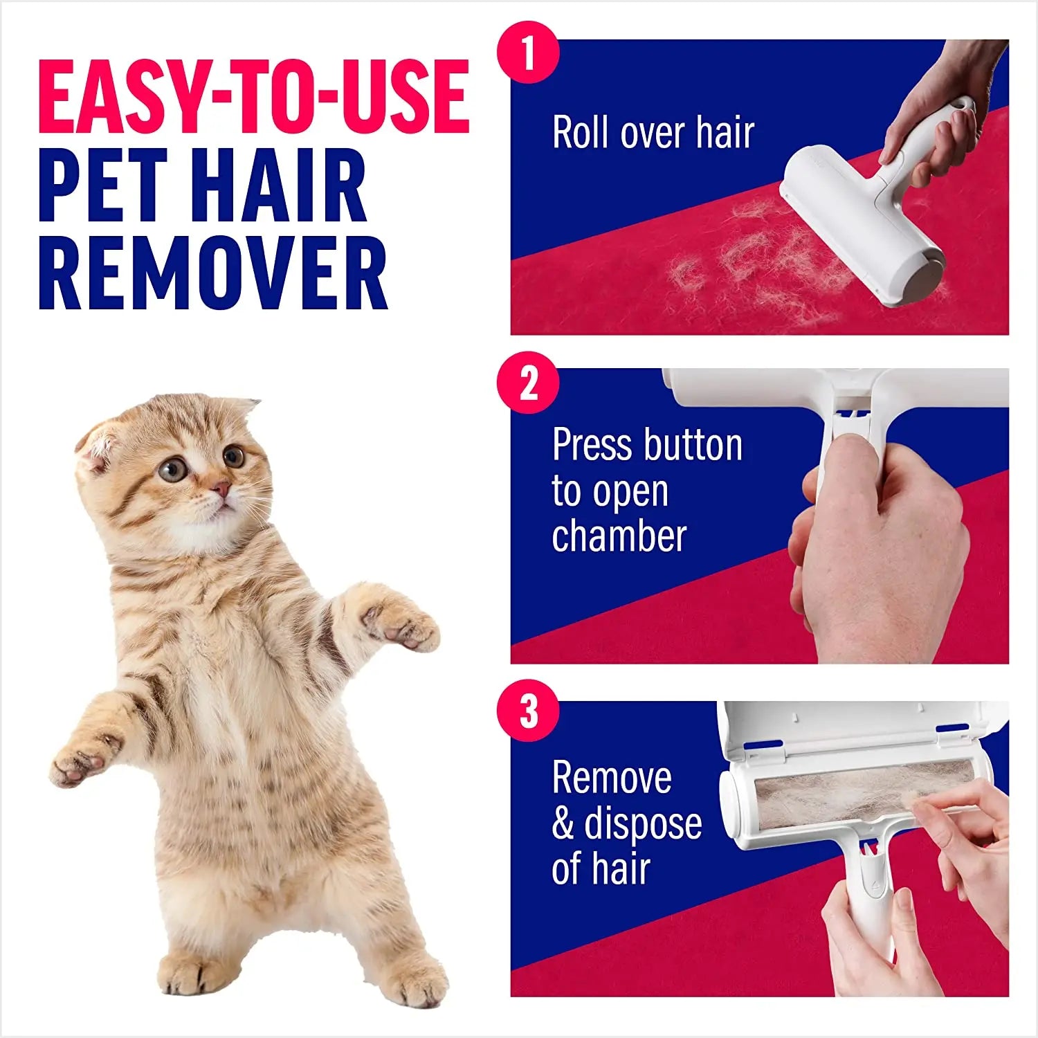 Reusable Pet Hair Remover Roller with Cleaning Base