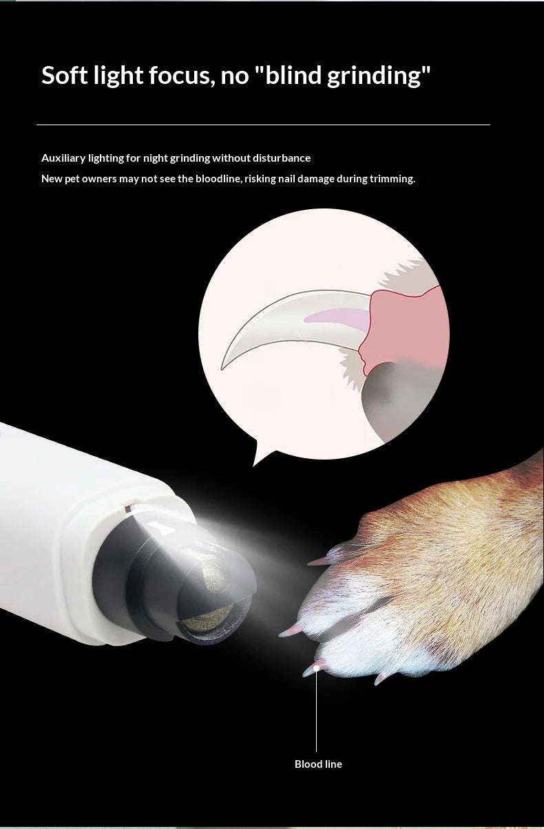 Rechargeable Pet Nail Grinder with LED Light