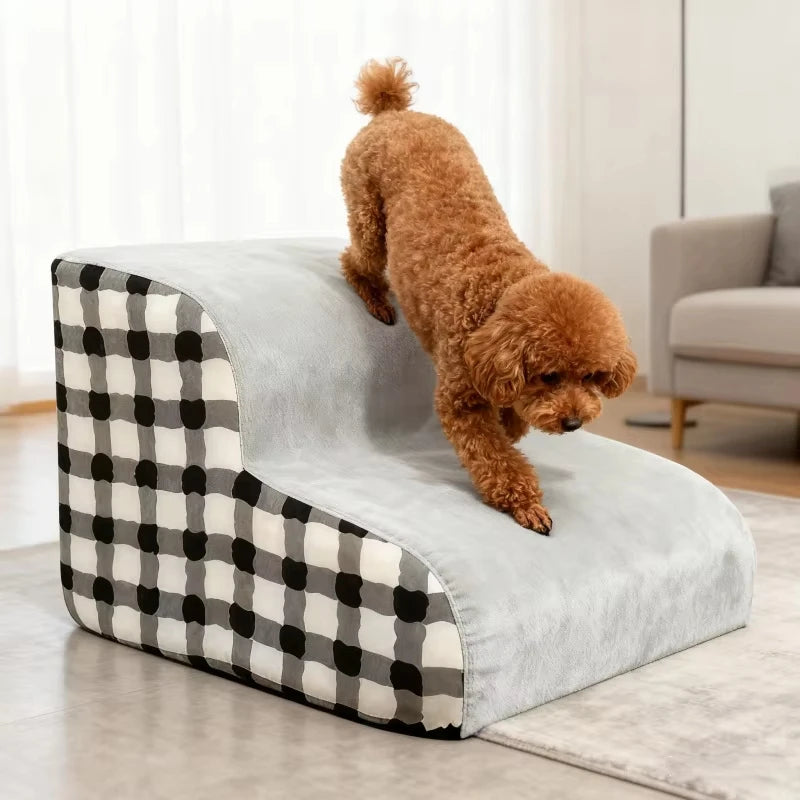 High Density Foam Pet Bedside Stair Steps, 2/3 Step Pet Ladder For Bed, Detachable And Washable