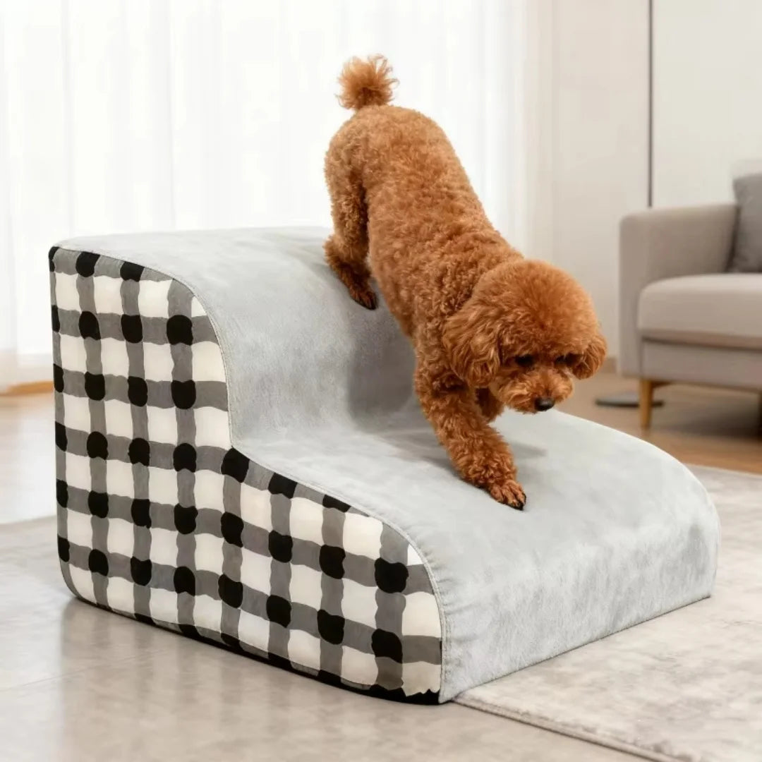 High Density Foam Pet Bedside Stair Steps, 2/3 Step Pet Ladder For Bed, Detachable And Washable