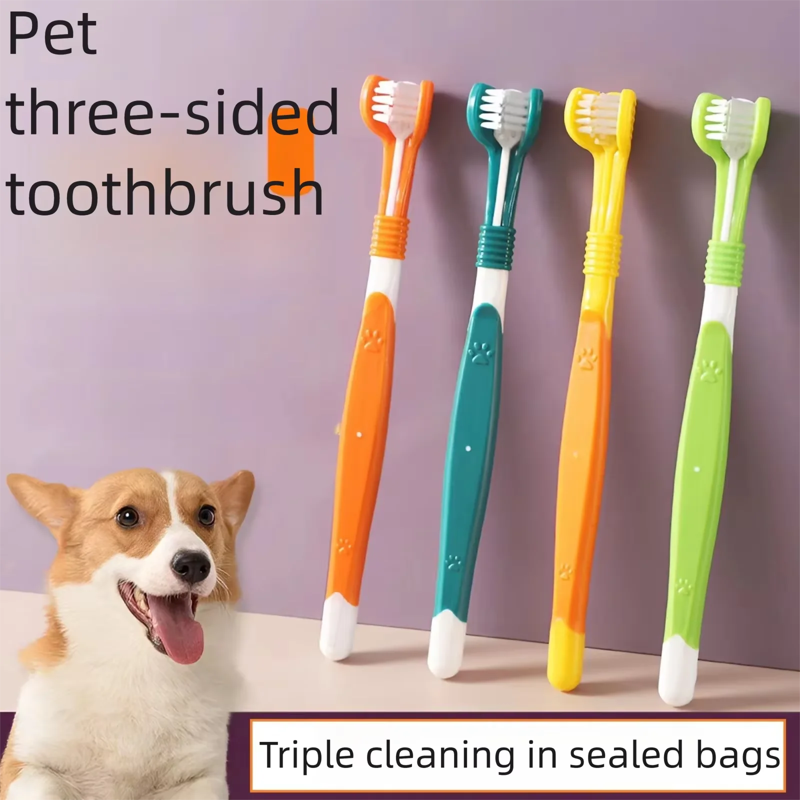 3-Sided Pet Toothbrush Dog Plastic Toothbrush Removing Tartar Cleaning Mouth Pet Care Cat Cleaning Mouth Dog Accessories