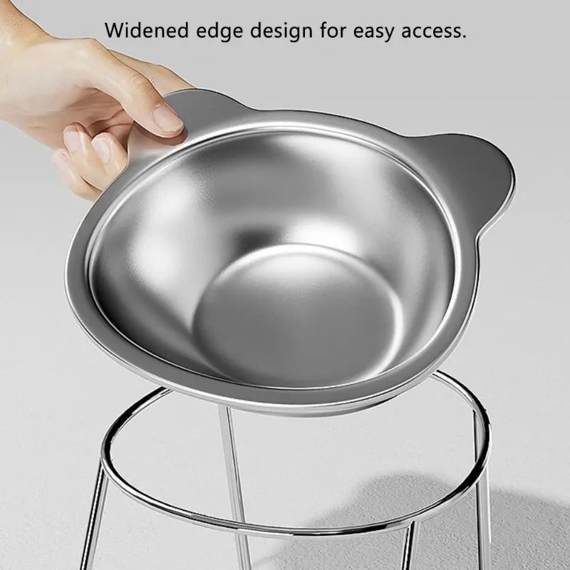 Raised Stainless Steel Cat Bowl with Tilted Stand