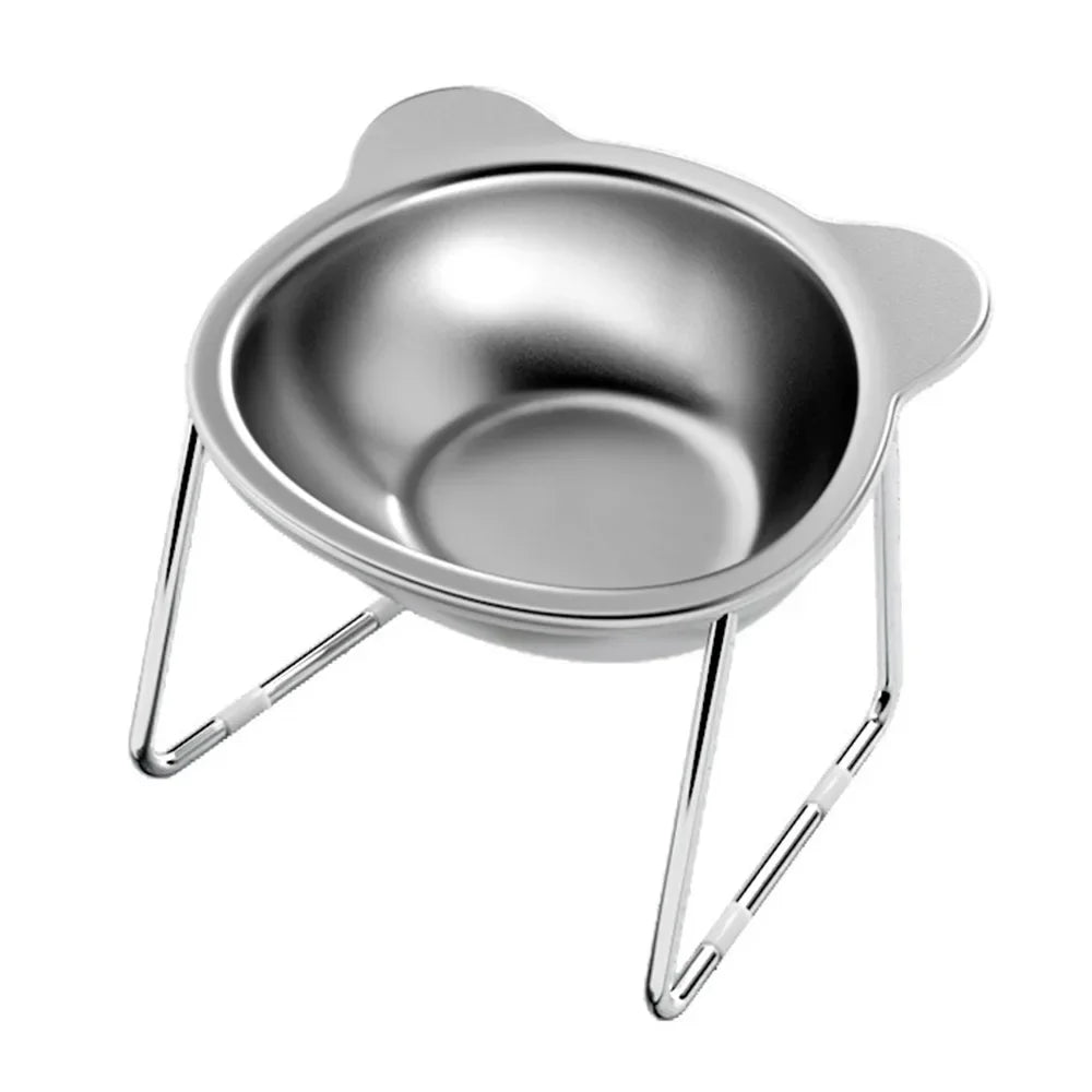 Raised Stainless Steel Cat Bowl with Tilted Stand