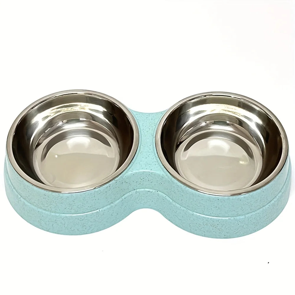 Double Stainless Steel Pet Bowls with Non-Skid Base