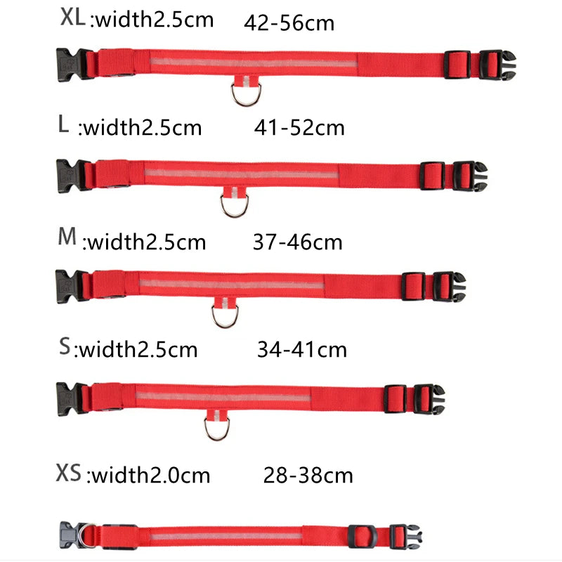 USB Rechargeable LED Dog Collar with 3 Light Modes