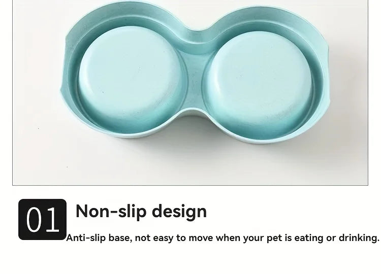 Double Stainless Steel Pet Bowls with Non-Skid Base