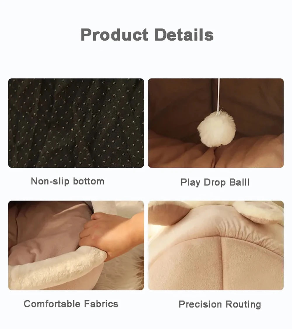 Cat Cave Bed with Removable Cushion