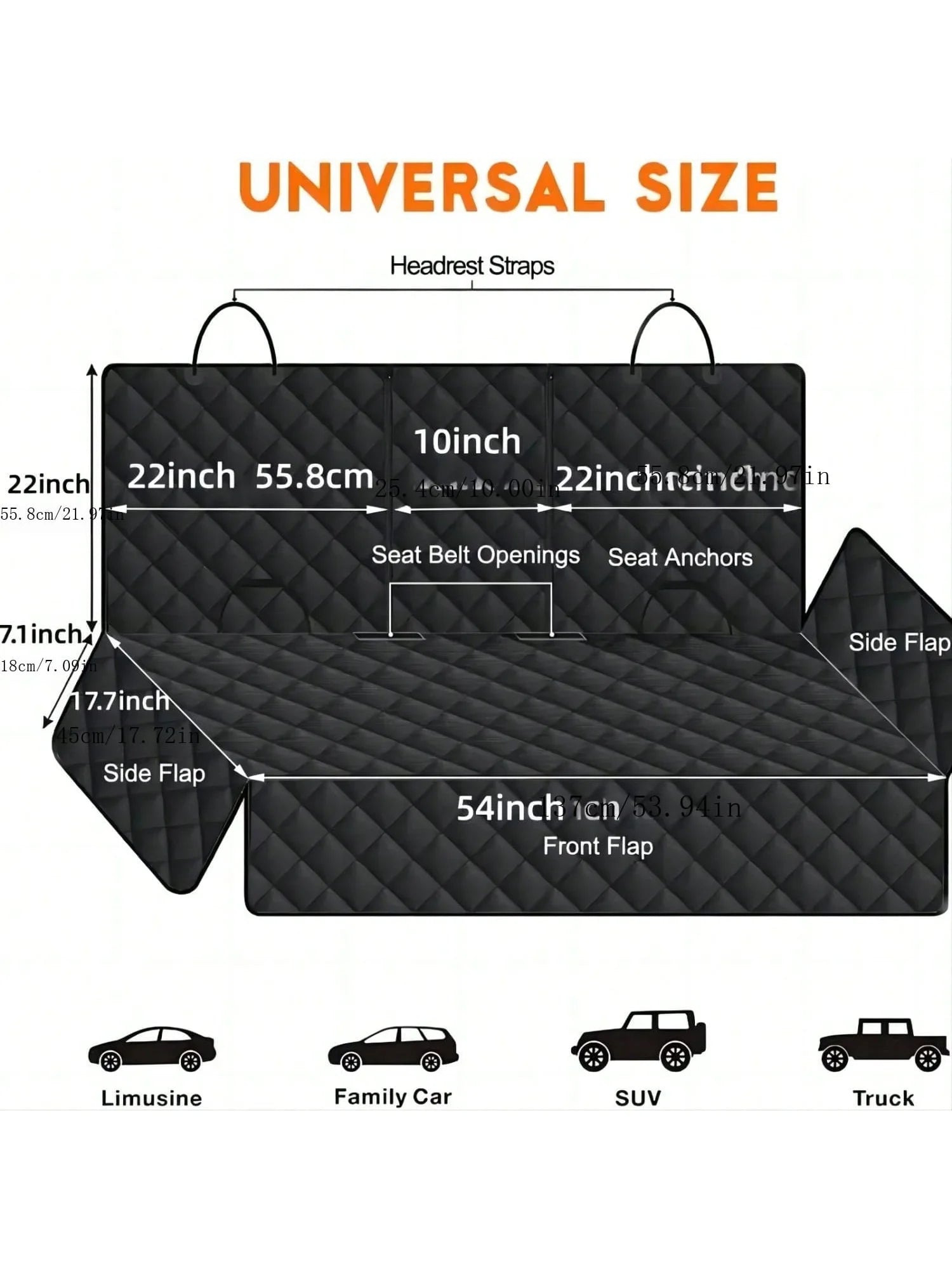 Dog Car Seat Cover with Center Armrest Access