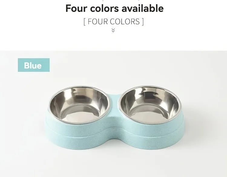Double Stainless Steel Pet Bowls with Non-Skid Base