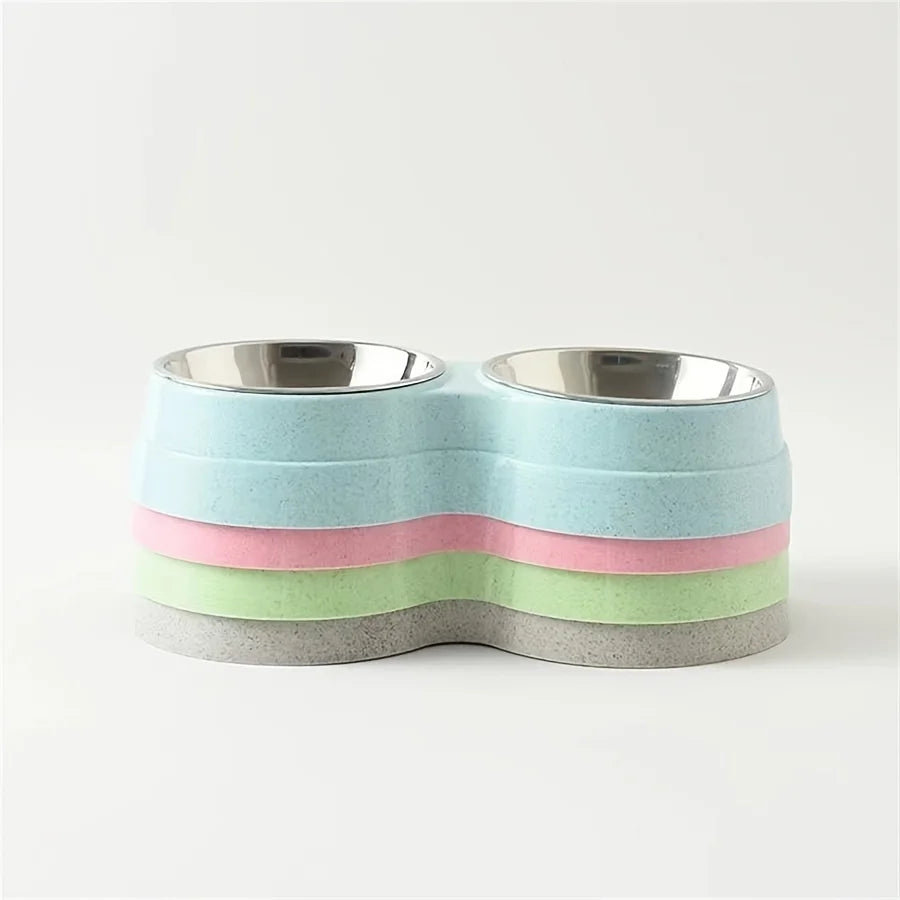 Double Stainless Steel Pet Bowls with Non-Skid Base