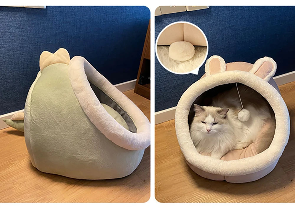 Cat Cave Bed with Removable Cushion