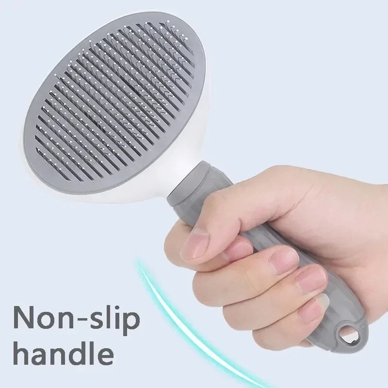 Self-Cleaning Pet Brush with Comfort-Grip Handle