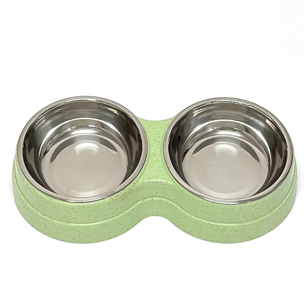 Double Stainless Steel Pet Bowls with Non-Skid Base