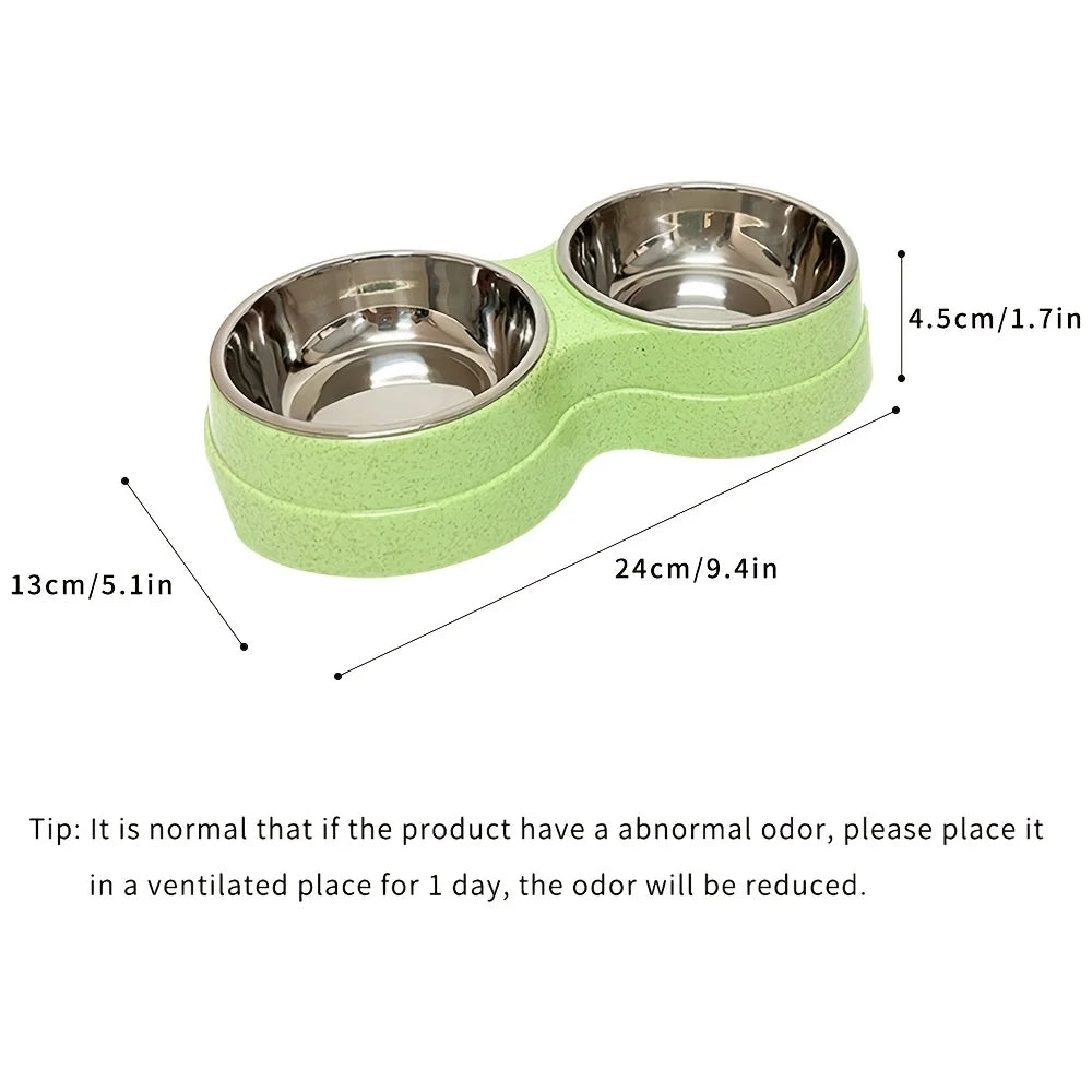 Double Stainless Steel Pet Bowls with Non-Skid Base