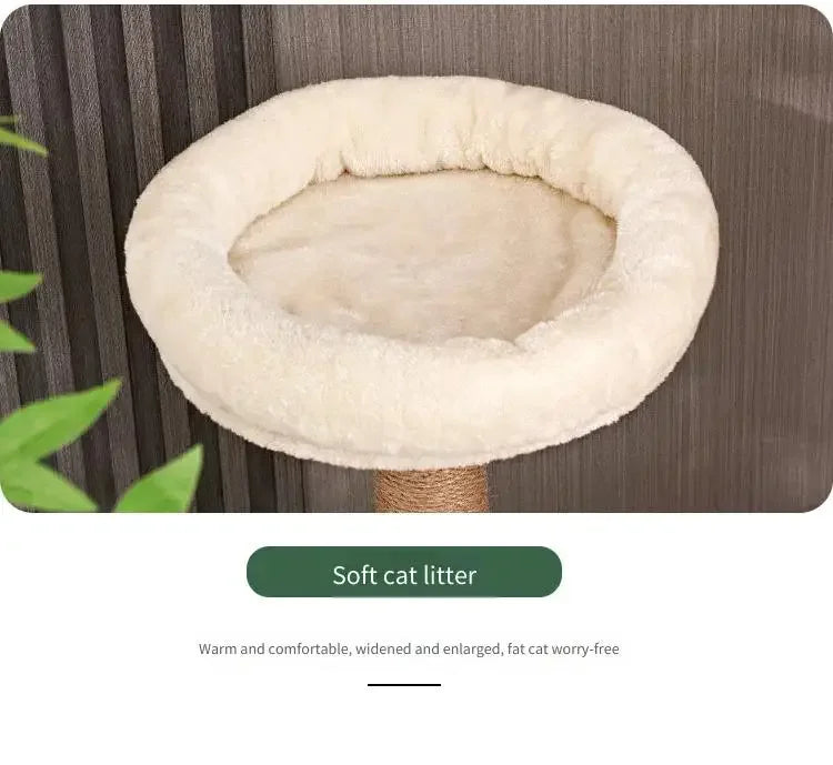 Multi-Level Durable Cat Tower - Large Wooden Cat Tree with Space Pod & Scratching Posts Practical Indoor Cat Furniture & Toy